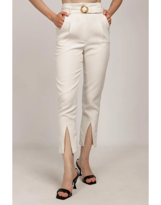 PAÇASI YIRTMAÇLI PANTOLON EKRU