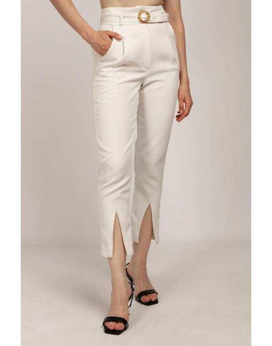 PAÇASI YIRTMAÇLI PANTOLON EKRU