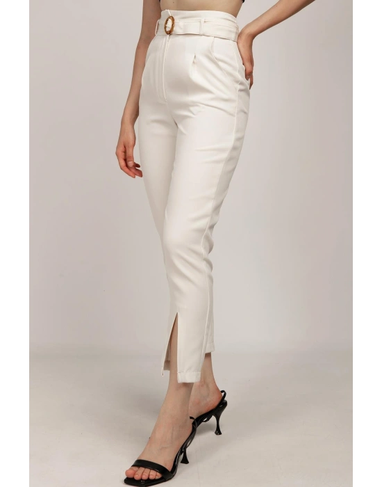 PAÇASI YIRTMAÇLI PANTOLON EKRU