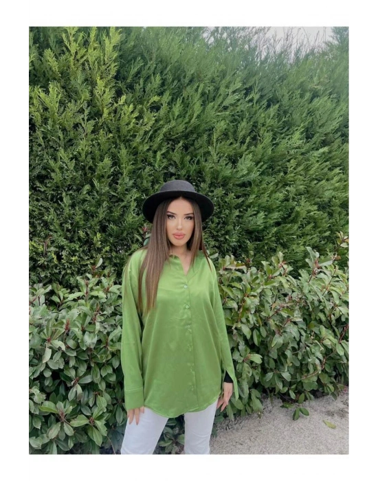 SATEN YEŞİL GÖMLEK