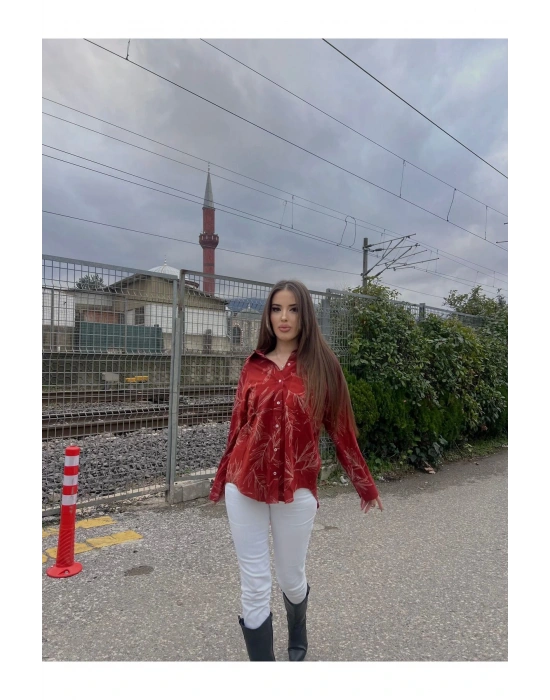 ÇİÇEK DESENLİ POPLİN GÖMLEK