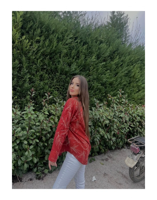 ÇİÇEK DESENLİ POPLİN GÖMLEK