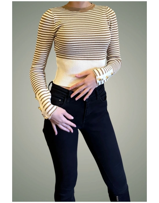 Çizgili Triko Kazak 24k190064