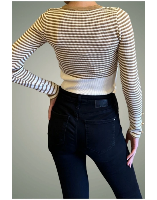 Çizgili Triko Kazak 24k190064