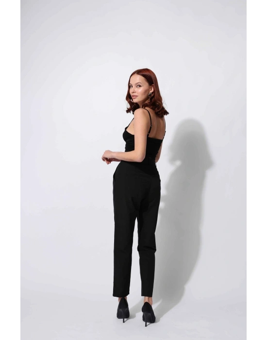 Pens Detaylı Pantolon Siyah