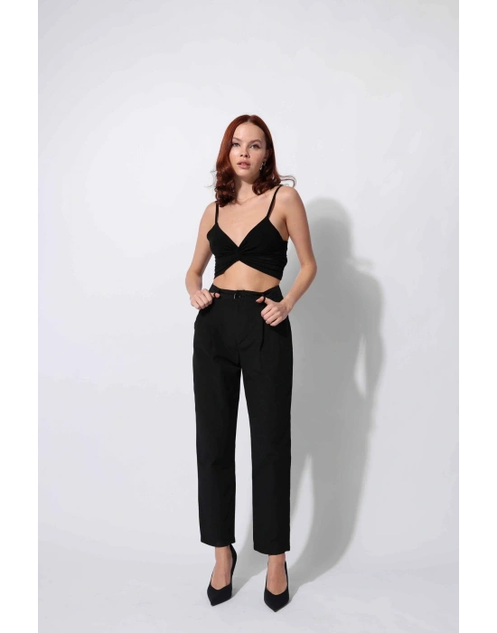 Pens Detaylı Pantolon Siyah