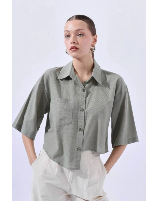 HAKİ YAN DETAYLI GÖMLEK