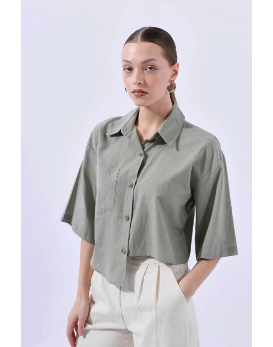 HAKİ YAN DETAYLI GÖMLEK