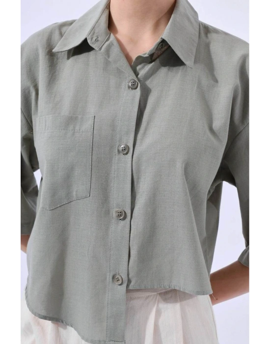 HAKİ YAN DETAYLI GÖMLEK