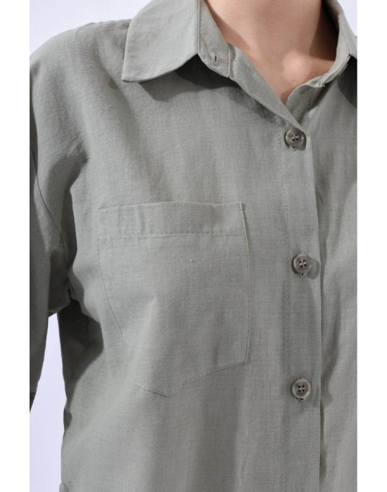 HAKİ YAN DETAYLI GÖMLEK