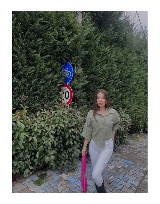 HAKİ YAN DETAYLI GÖMLEK