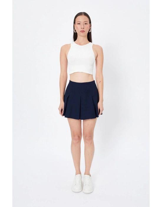 Pileli Etek Lacivert