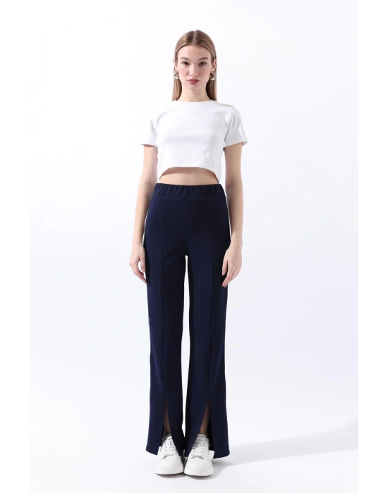 Paçası Yırtmaçlı Pantolon Lacivert 36257