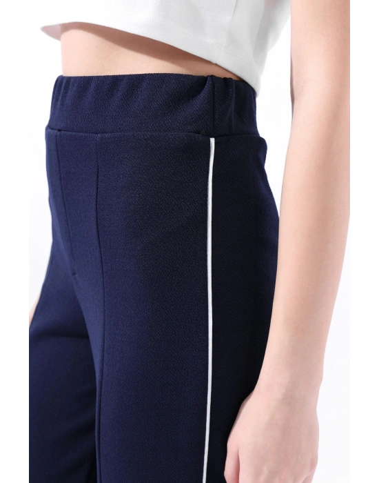 Paçası Yırtmaçlı Pantolon Lacivert 36257