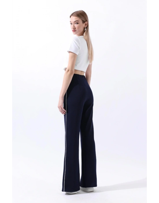 Paçası Yırtmaçlı Pantolon Lacivert 36257