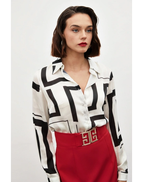 Yanları Yırtmaçlı Gömlek - SİYAH