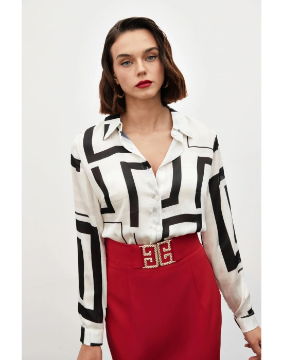 Yanları Yırtmaçlı Gömlek - SİYAH