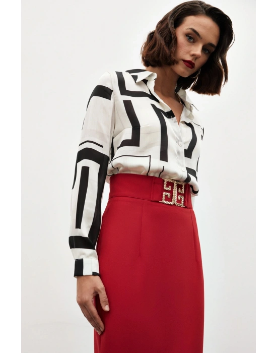 Yanları Yırtmaçlı Gömlek - SİYAH