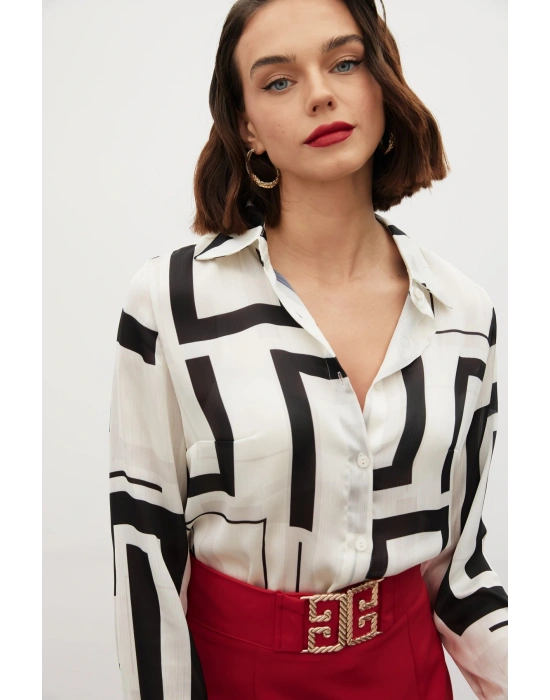 Yanları Yırtmaçlı Gömlek - SİYAH