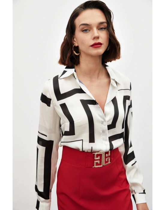 Yanları Yırtmaçlı Gömlek - SİYAH