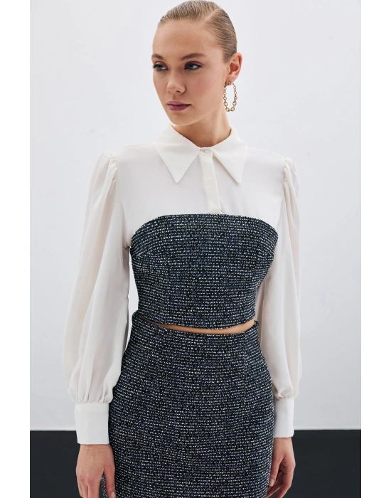 Tüvitli Gömlek Bluz - Sax Mavi