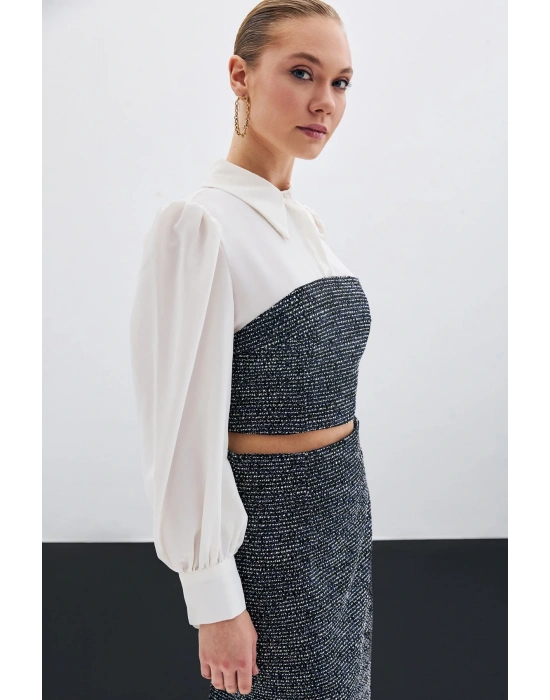 Tüvitli Gömlek Bluz - Sax Mavi