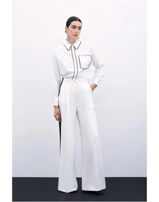 Cep Detaylı Salaş Gömlek - Ekru