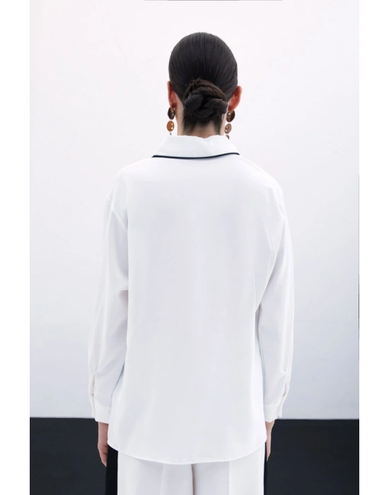 Cep Detaylı Salaş Gömlek - Ekru