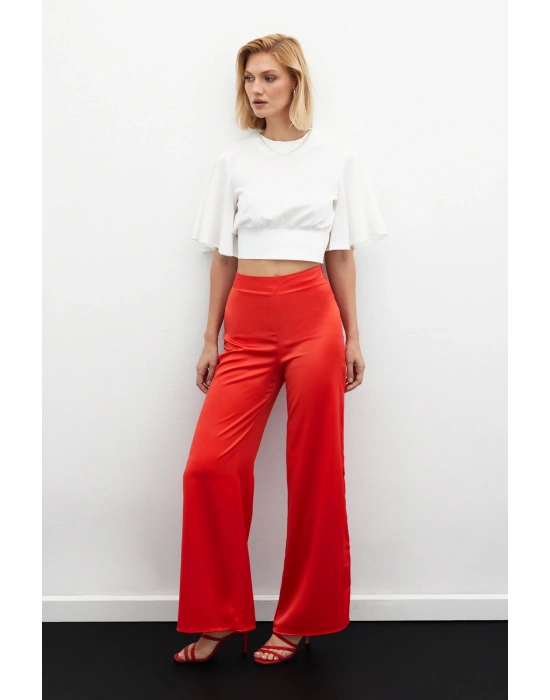 Kolyeli Kısa Kol Bluz - Ekru