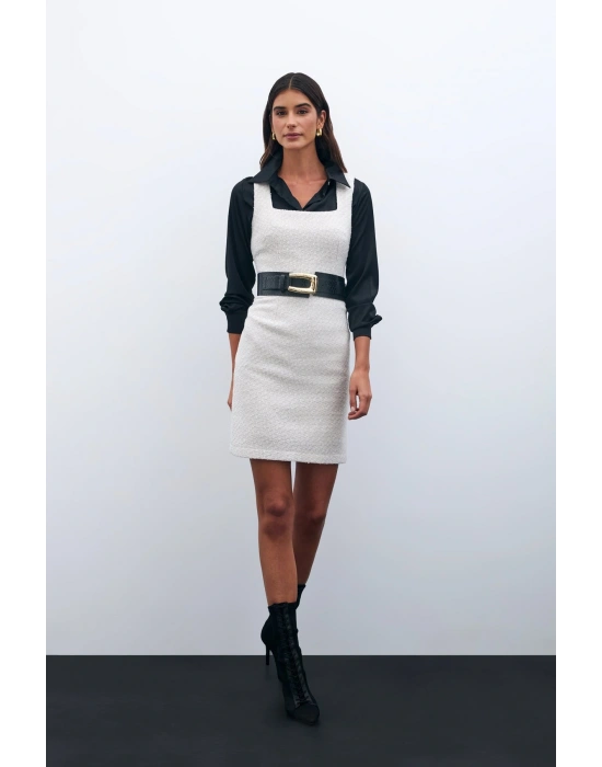 Mini Tüvit Elbise - Taş