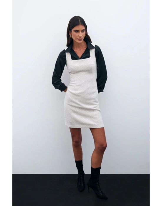 Mini Tüvit Elbise - Taş