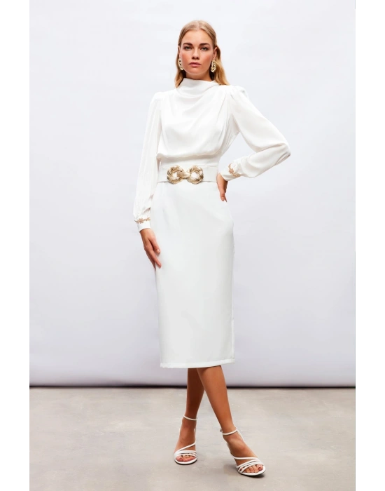 Kol Aksesuar Detaylı Bluz - Ekru