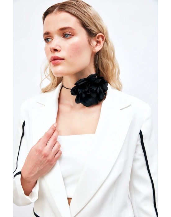 Kontrast Salaş Ceket - Ekru