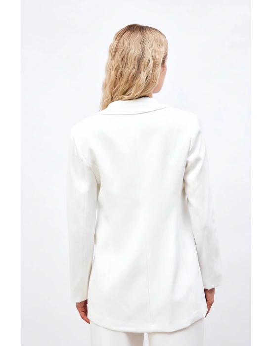 Kontrast Salaş Ceket - Ekru