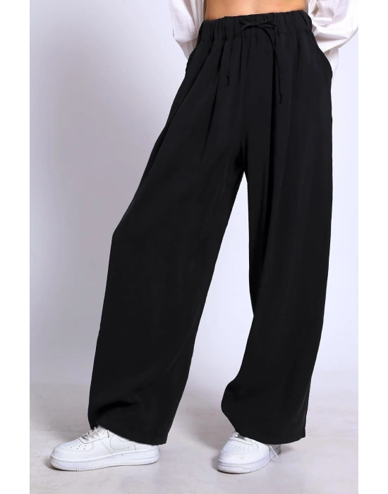 LASTİKLİ SİYAH PANTOLON