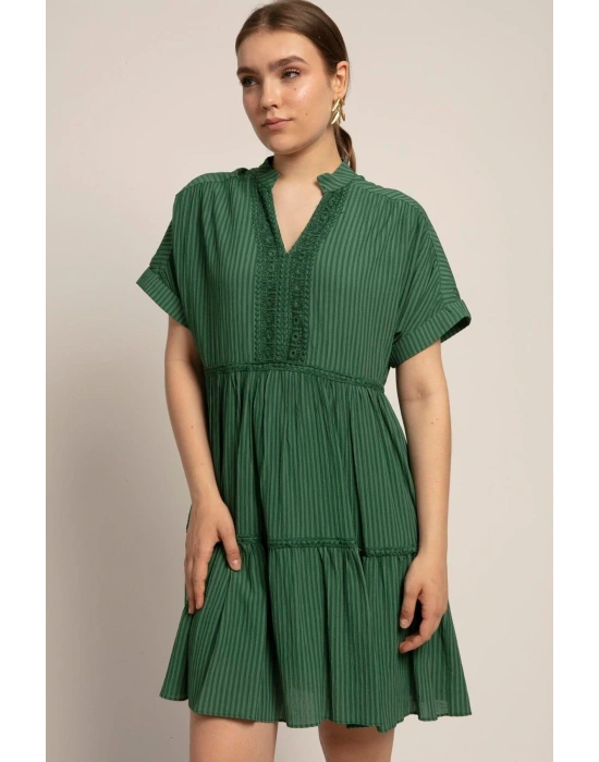 YARASA KOL DANTEL DETAYLI ELBİSE