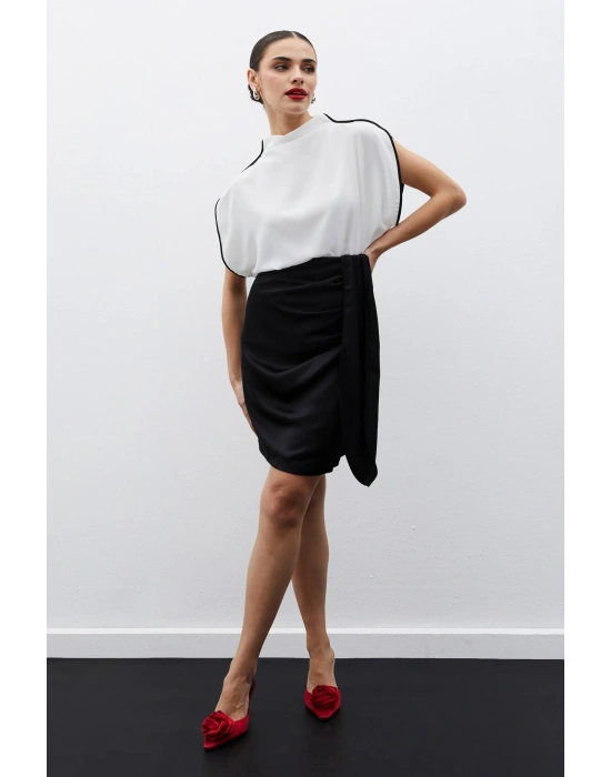 Kuşaklı Mini Etek - SİYAH