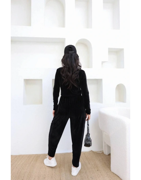 DESENLİ BLUZ - PANTOLON TAKIM SİYAH