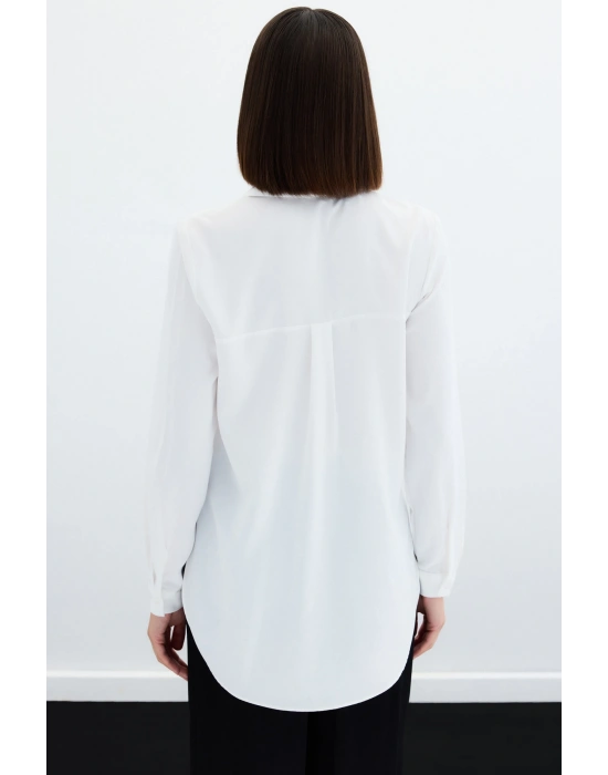 Düz Klasik Gömlek - Ekru