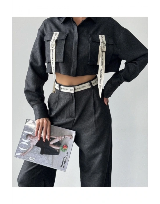 Şerit Detaylı Cepli Gömlek 24k11659