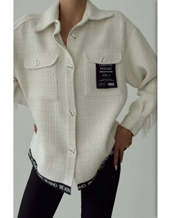 Etiket Detaylı Tüvit Gömlek 24k11654