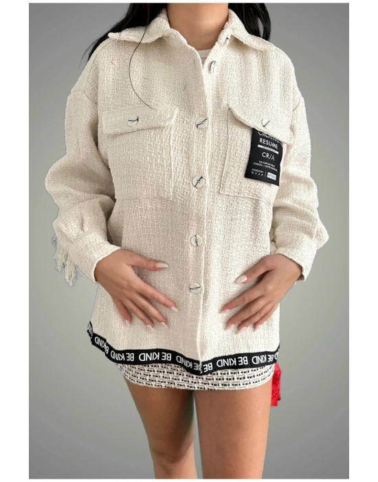 Etiket Detaylı Tüvit Gömlek 24k11654