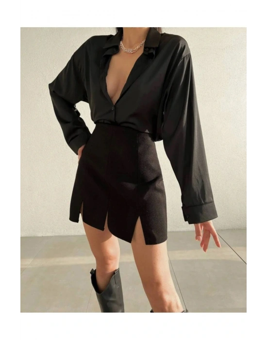 Yırtmaç Detaylı Mini Etek 23k41380