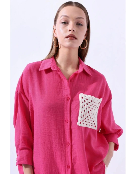 Örgü Cepli Fuşya Gömlek 34158
