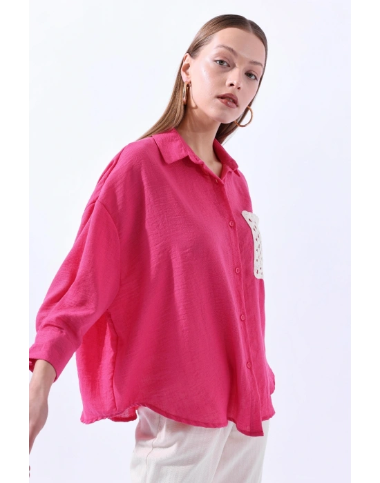 Örgü Cepli Fuşya Gömlek 34158