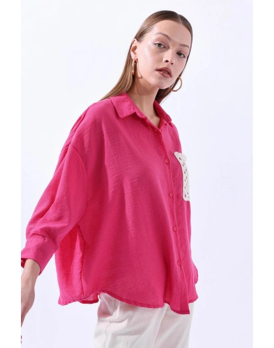 Örgü Cepli Fuşya Gömlek 34158