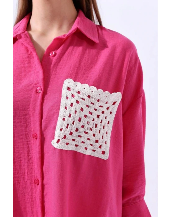 Örgü Cepli Fuşya Gömlek 34158