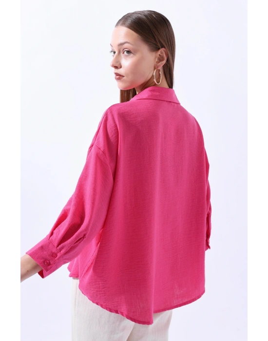 Örgü Cepli Fuşya Gömlek 34158