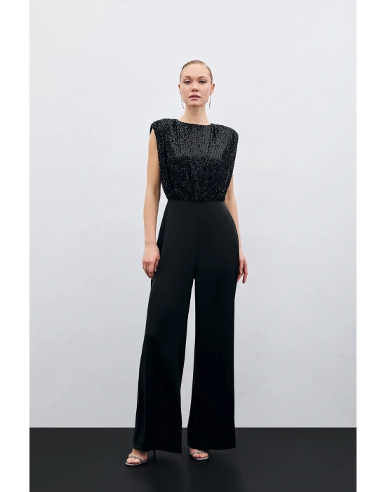 Payetli Saten Tulum - Siyah