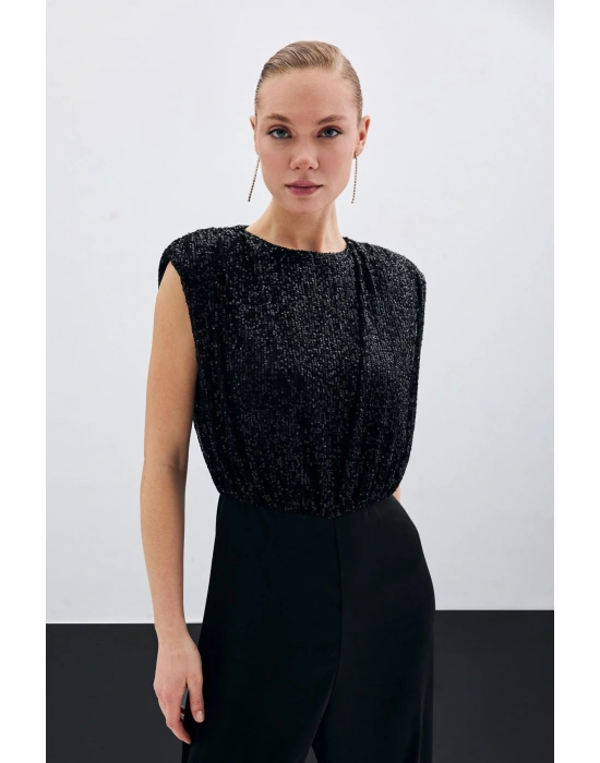 Payetli Saten Tulum - Siyah